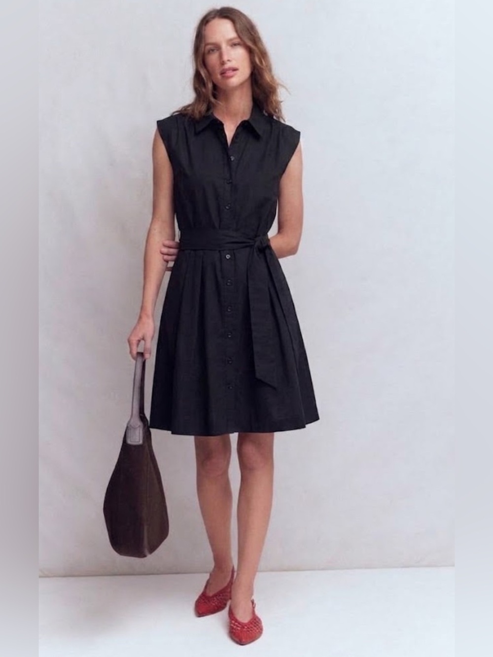 Boden NEW Black Honor‎ Short Belted Jersey Shirt Dress size 4 NWT